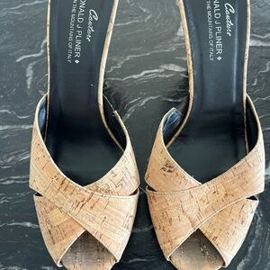 Donald J. Pliner Couture Women's peeptoe platform Cork Heels pumps 8.5 Narrow